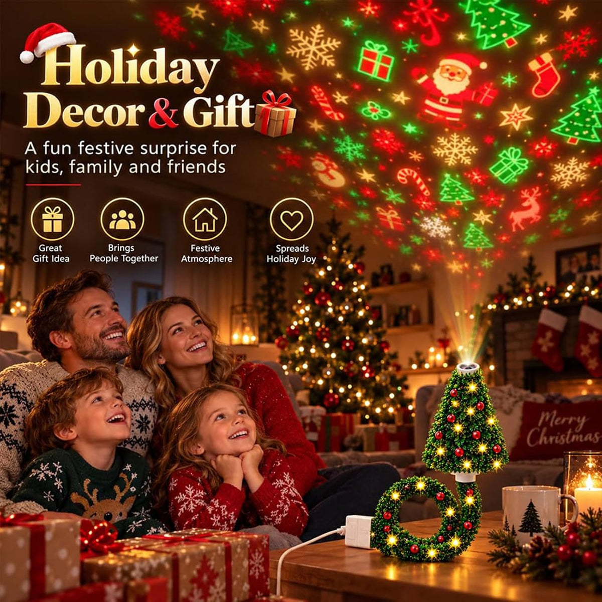 2027 New Christmas Projector Light, Plug and Play HD Christmas Projector