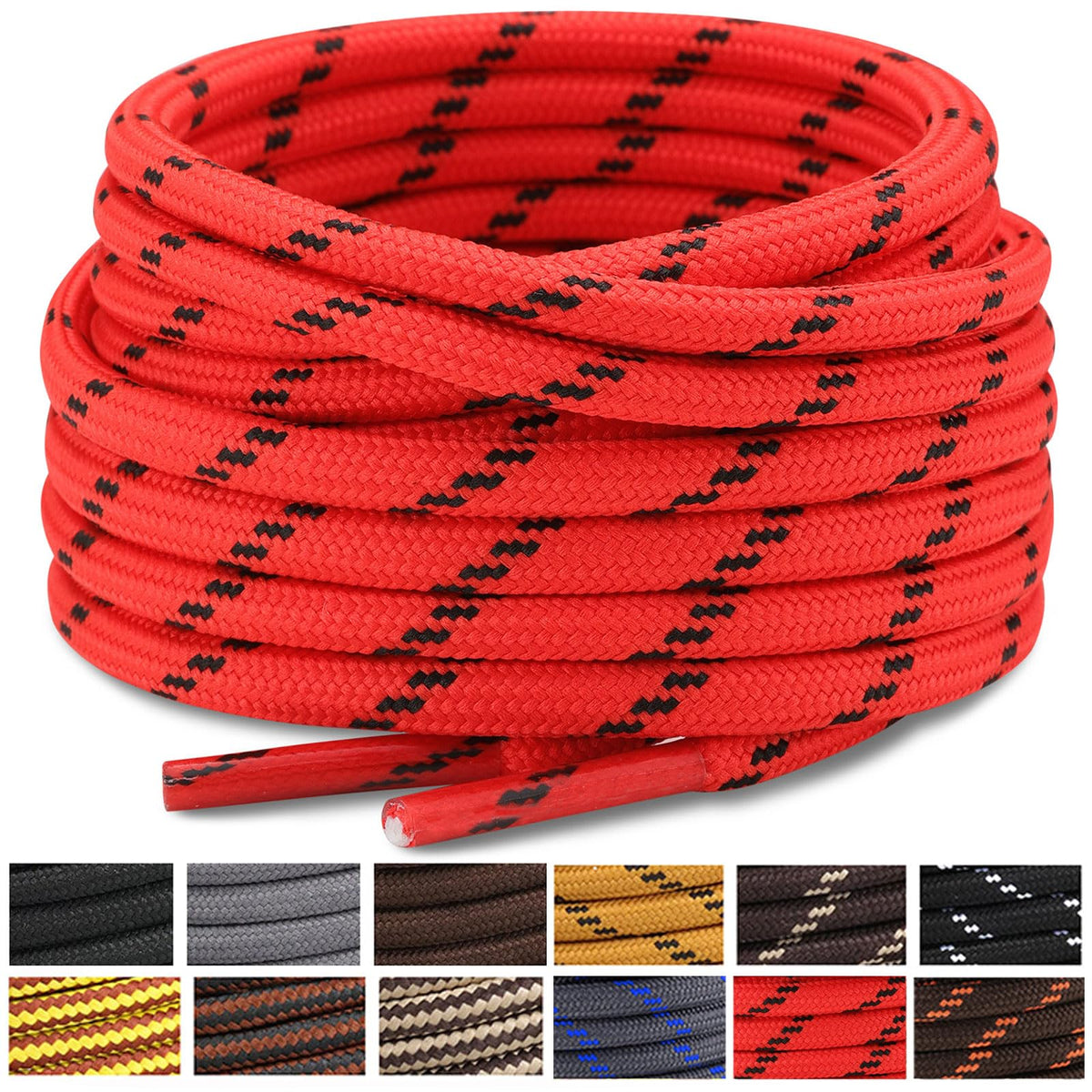 Stepace 2 Pairs Round Heavy Duty Boot Laces for Hiking and Work Boots