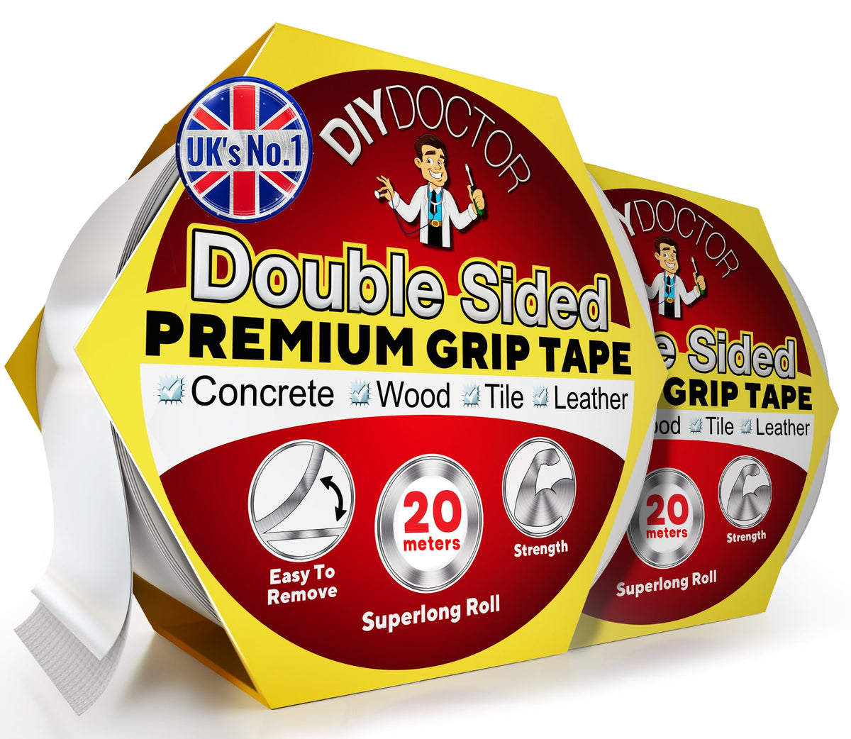 DIY Doctor Double Sided Carpet Tape, Heavy Duty, 20m x 21mm, 1 Pack