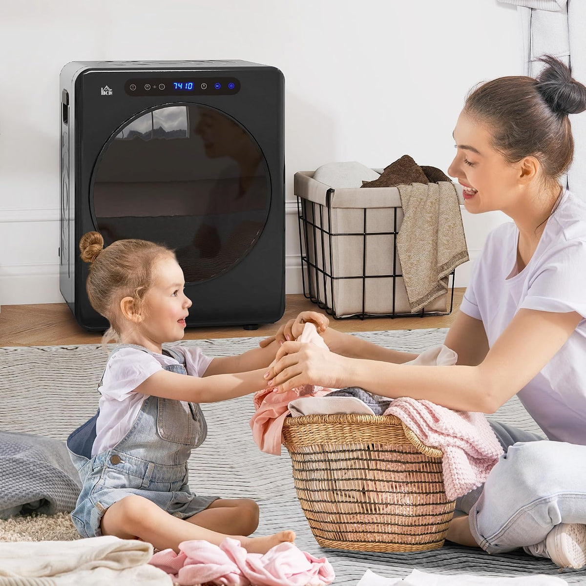HOMCOM Vented Tumble Dryer 5kg Wet Laundry/3kg Dry Capacity 1000W Black