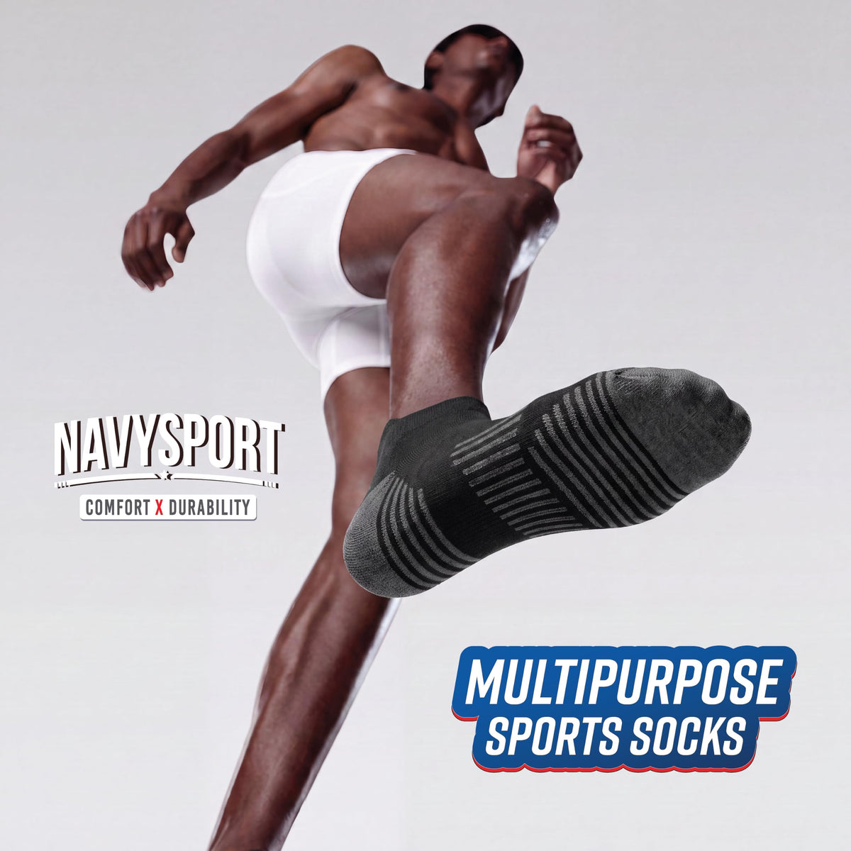 NAVYSPORT Men's Cotton Sports Socks, Pack of 6 Pairs