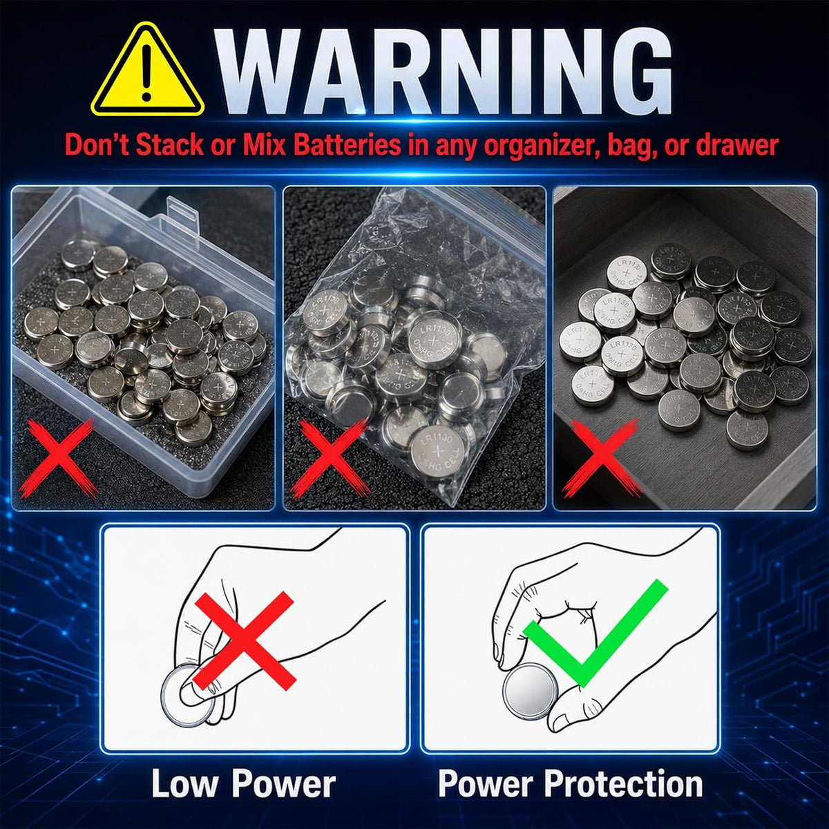 POWEROWL - 40 Pack LR1130 AG10 1.5V Button Cell Batteries for Watches