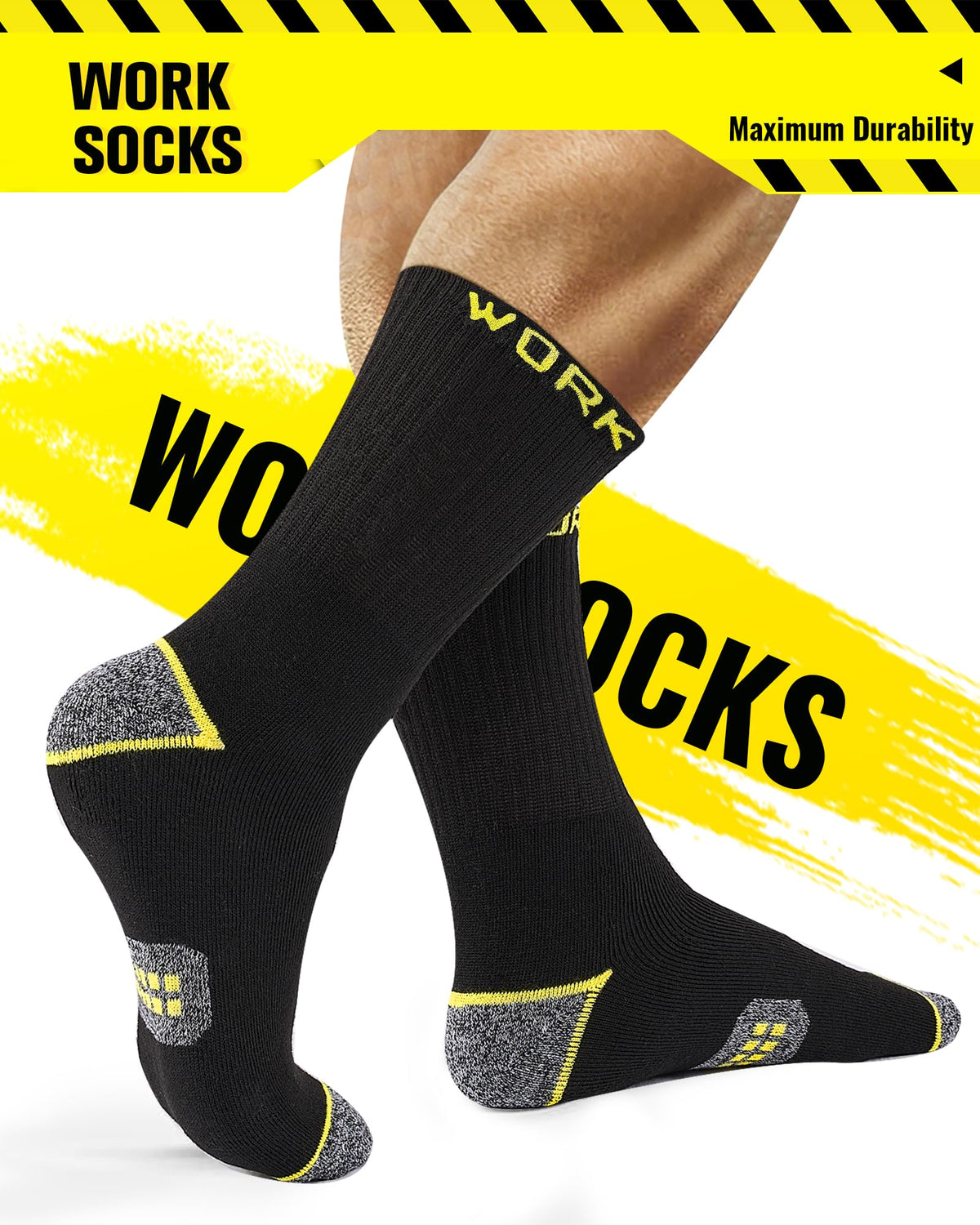 Men's Work Socks Heavy Duty Cushioned Crew Durable 10 Pairs