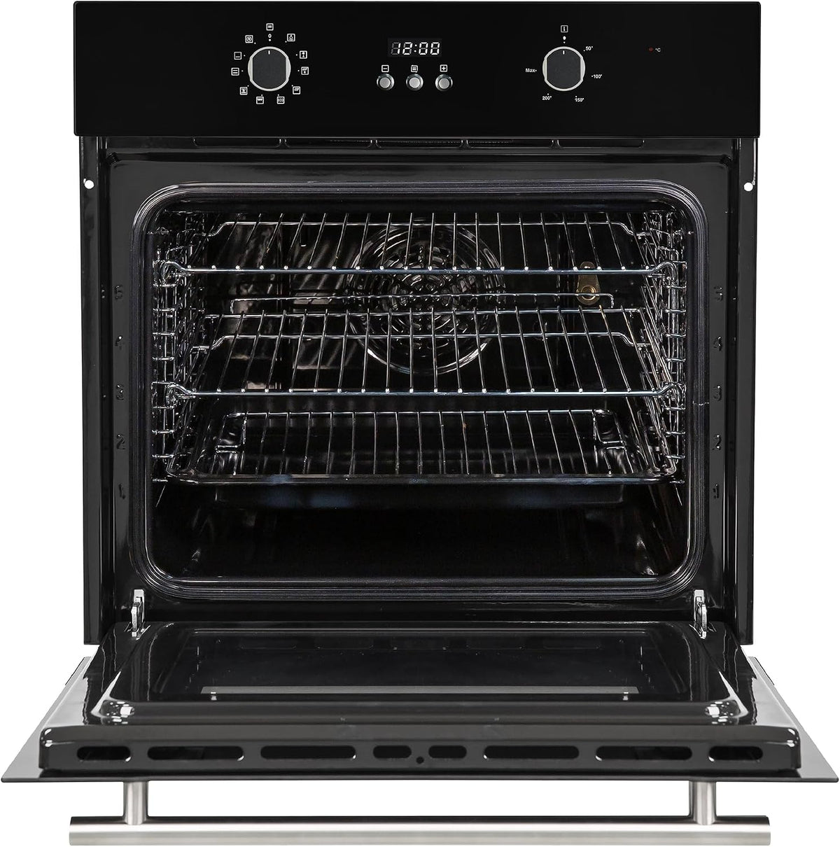 Russell Hobbs Built-in Multifunctional Electric Fan-Assisted Oven 70L in Black with 10 Functions, Double-Glazed Door, A Energy Rating, Grill Function, LED Clock & Timer, Easy-Clean Interior, RHEO7011B
