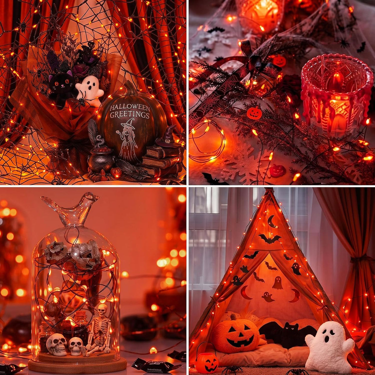 btfarm 2 Pack Halloween Orange Fairy Lights Battery Operated with Timer