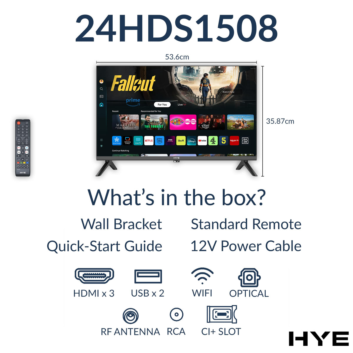 HYE 50" LED Smart TV - 4K Ultra HD, Samsung Tizen OS & Gaming Hub, Black