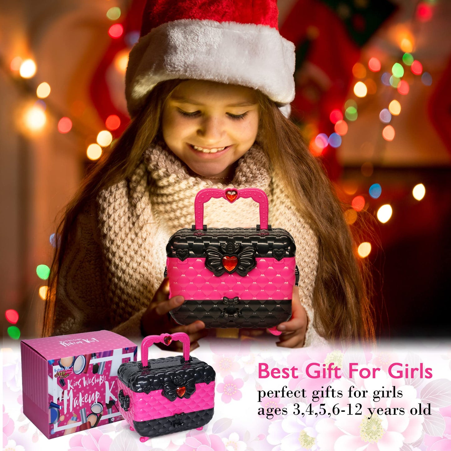 Kids Makeup Sets for Girls Toys - 74PCS Washable Makeup for Kids with Mirror, Real Dressing Table with Stand, Princess Play Makeup Kit Perfect for 3 4 5 6 7 8-12 Year Old Girls Birthday & Christmas