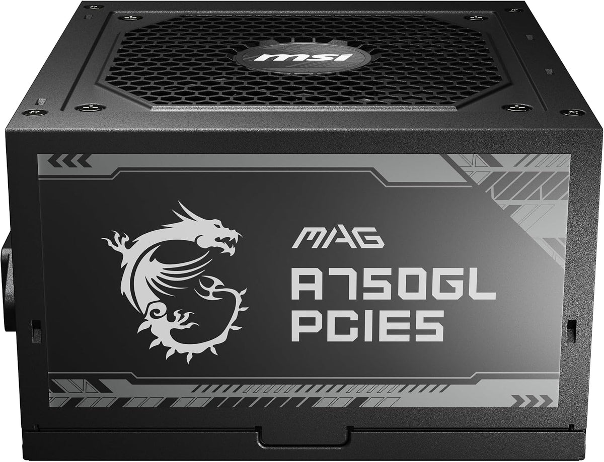 MSI MAG A750GL PCIE5 Power Supply Unit, 750W, 80 Plus Gold, Fully Modular, ATX 3.0, PCIe 5.0 GPU Support, 120mm FDB Fan, Full-Bridge LLC, Flat Black Cables - 7 Year Warranty