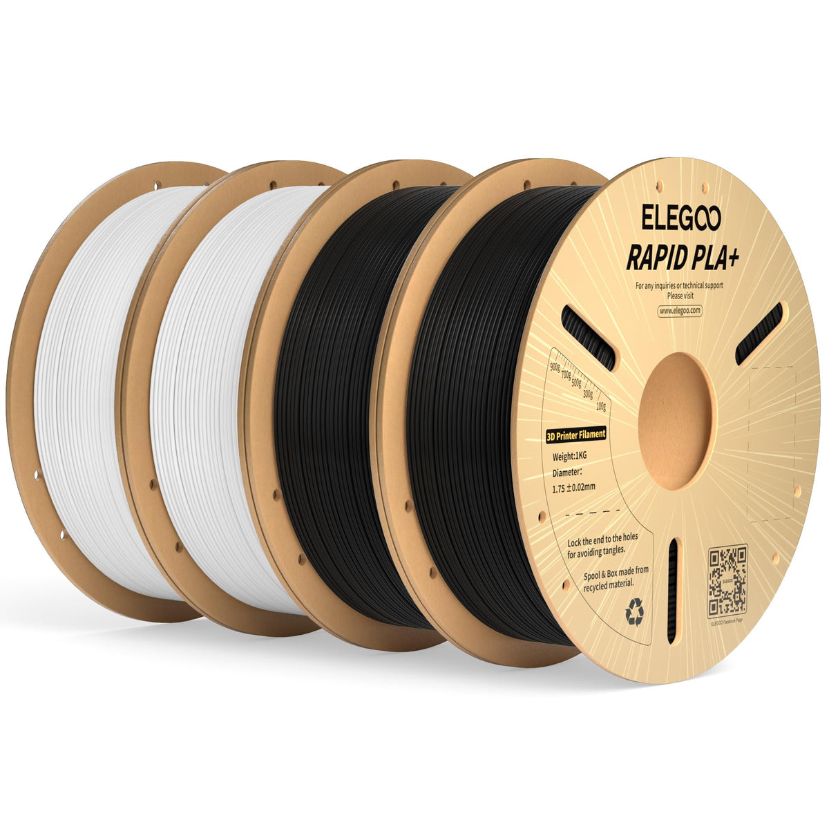 ELEGOO Rapid PLA Plus 3D Printer Filament 1.75mm Bundle 8 Colours 8 * 250g