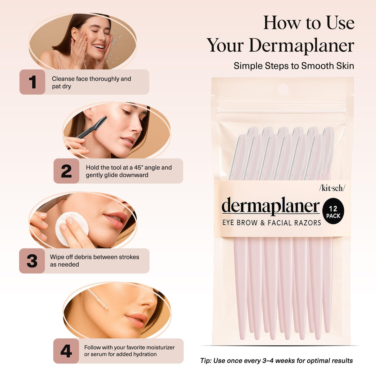 Kitsch Dermaplane Razor for Women Face 12pcs – Terracotta
