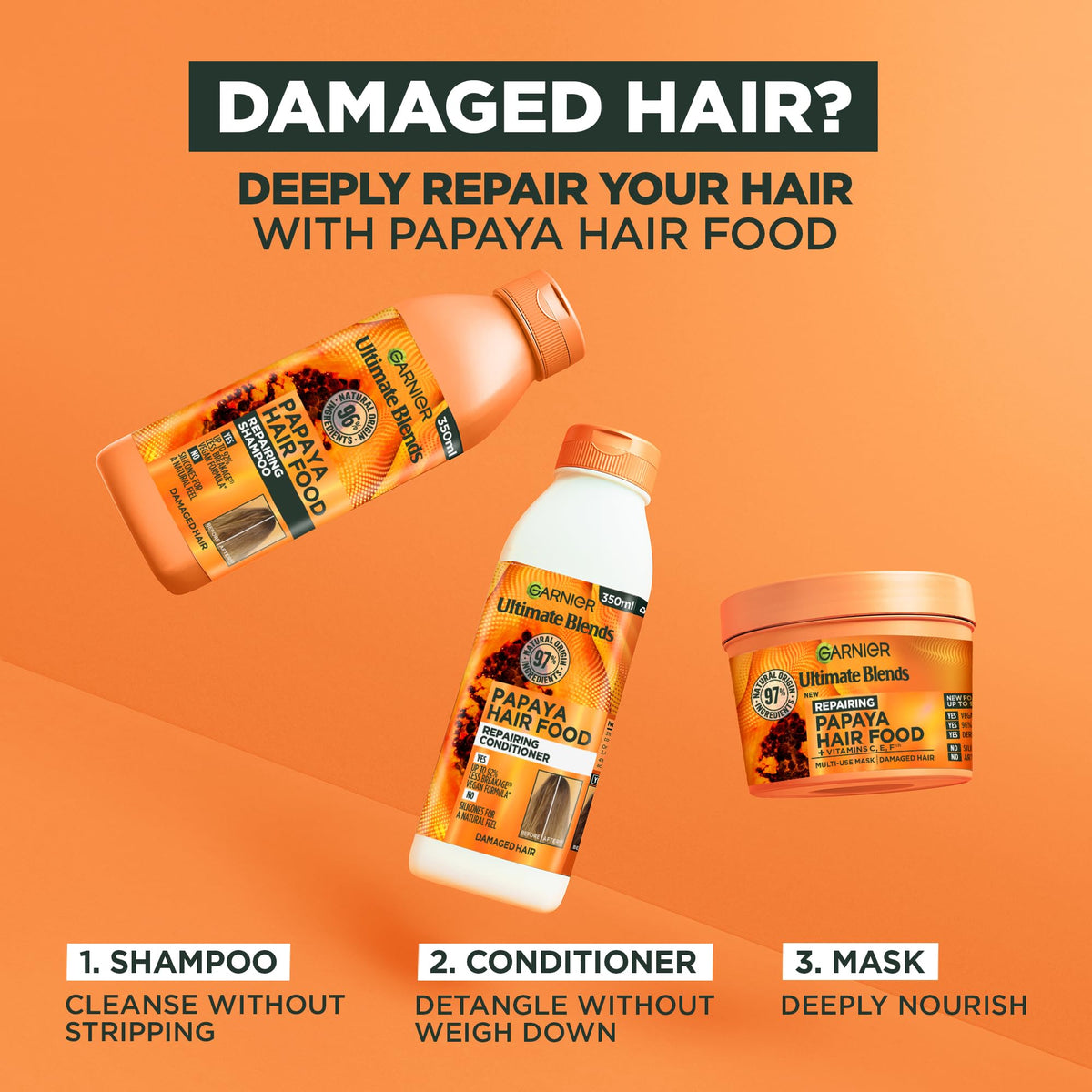 Garnier Hair Food Multi-use, 3-in-1 Hair Treatment Mask, Banana, 400ml