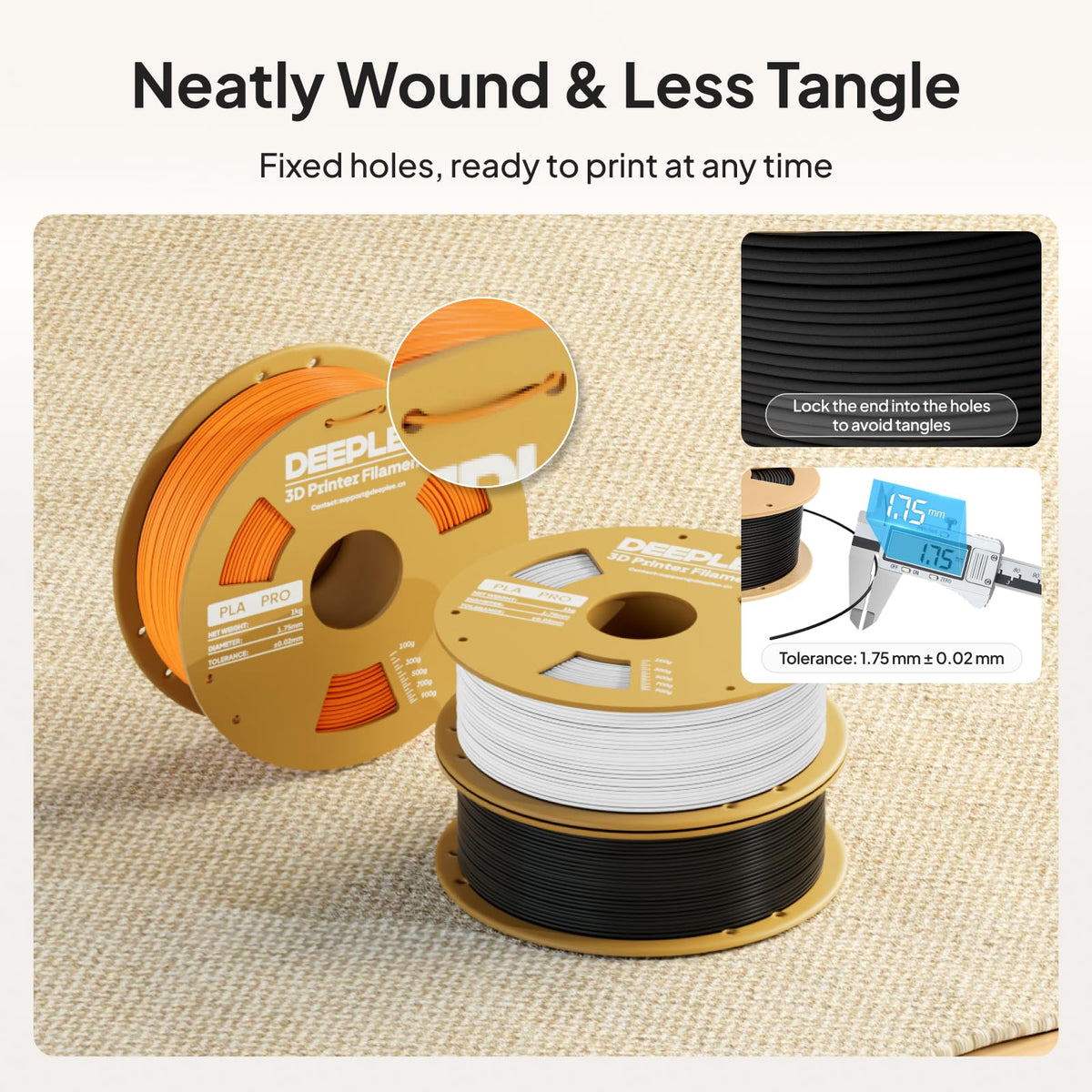 DEEPLEE PLA Filament 1.75mm PLA Pro White*1