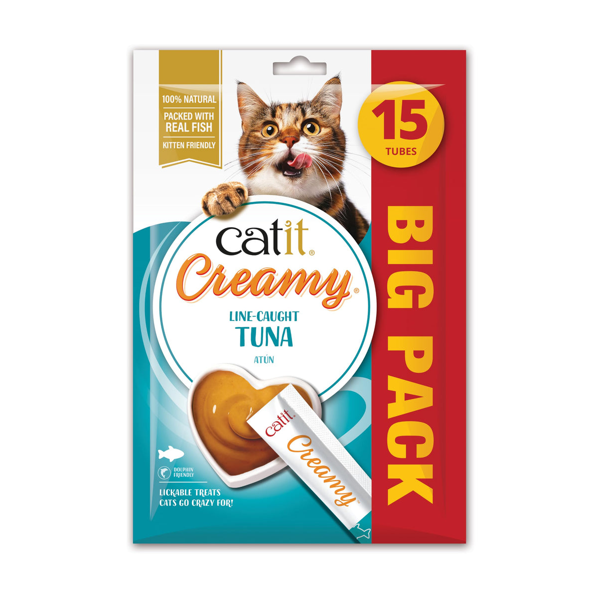 Catit Creamy Salmon & Prawn Lickable Cat Treats for Cats & Kittens 15x10g