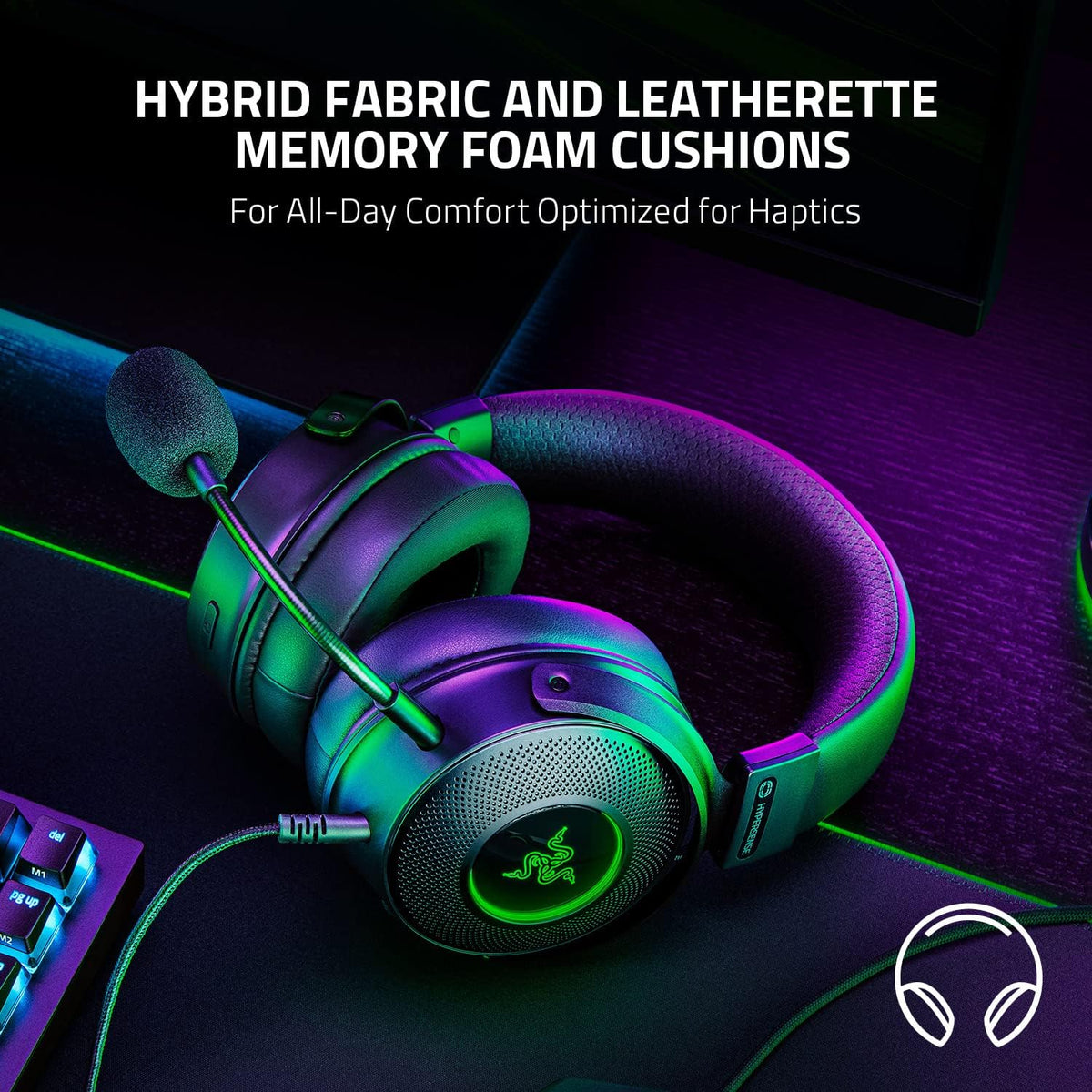Razer Kraken V3 X USB - Wired USB Gaming Headset (ultra-lightweight at 285g, TriForce 40mm drivers, HyperClear Cardioid Microphone, 7.1 surround sound, Chroma RGB) Black