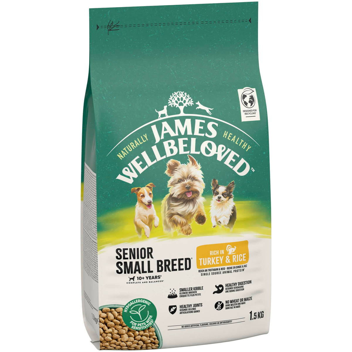 James Wellbeloved Dog Senior Hypoallergenic Dry Food Turkey and Rice 2 kg