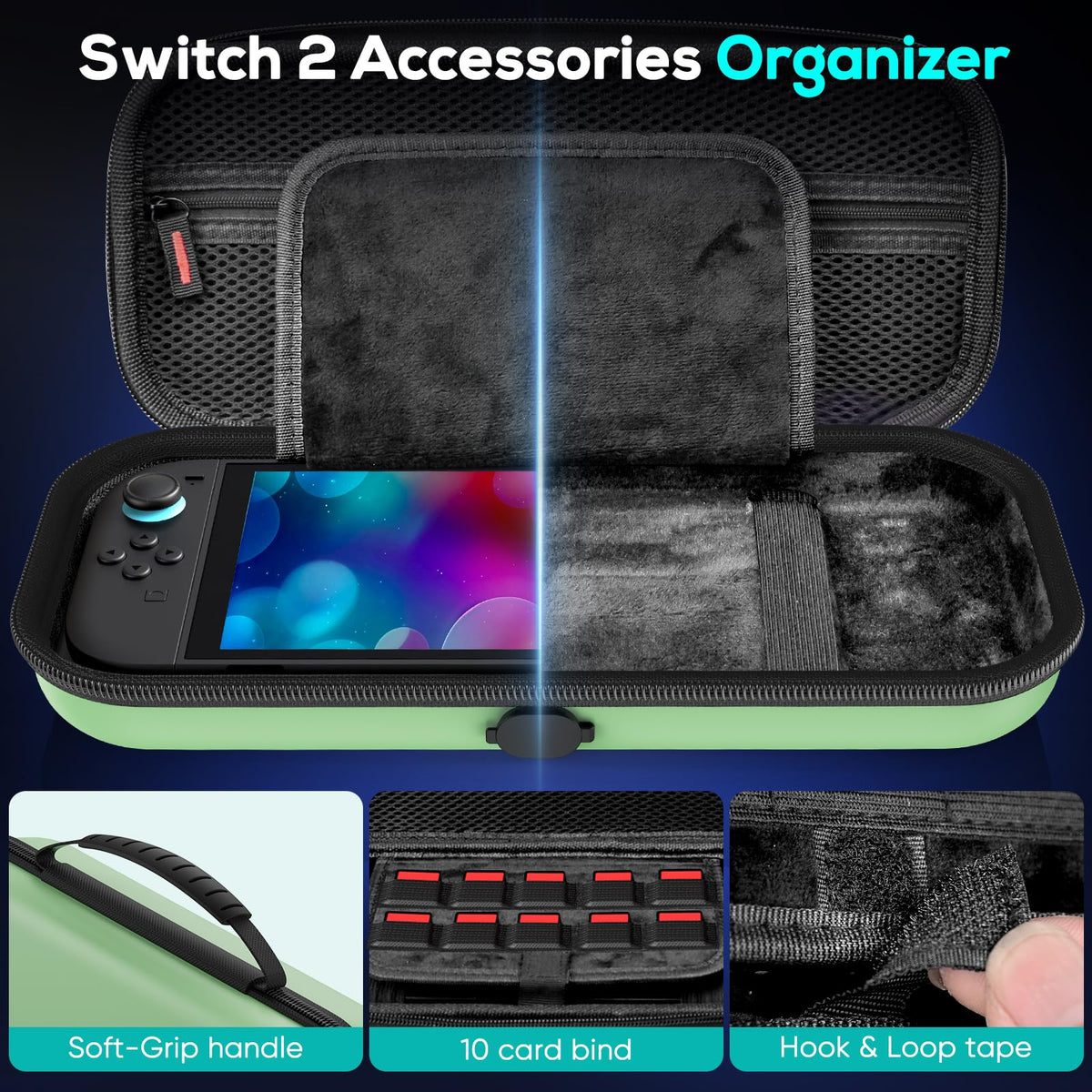 Case for Nintendo Switch 2, Travel Case with Charging Hole and 10 Game Card