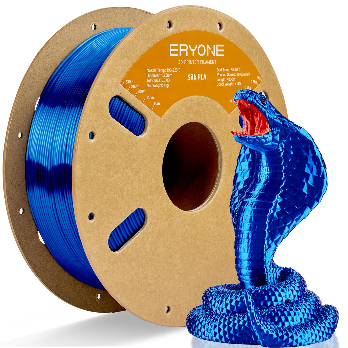 ERYONE Silk PLA Filament 1.75mm,3D Printer Filament PLA,Shiny Glossy PLA Filament,+/-0.03mm,1kg(2.2lbs)/Spool,Silk Liquid Gold