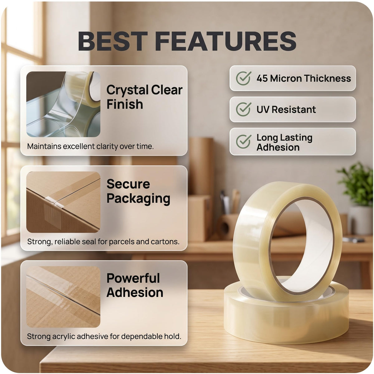 Clear Cellotape, 6 Rolls, 24mm x 40m, 45 Micron
