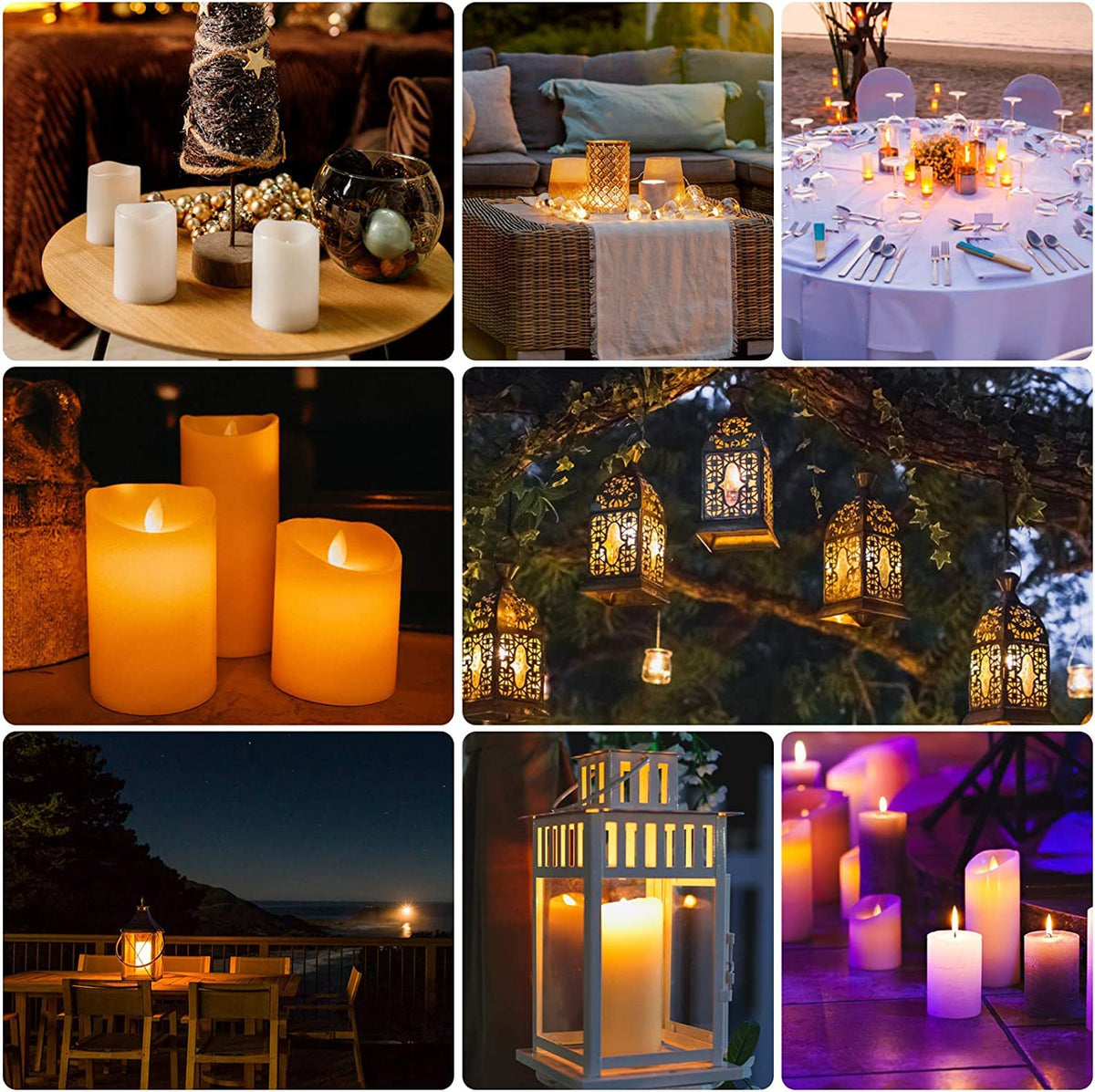 LIVEN Flickering Flameless Candles Battery Operated with Remote,Led Pillar Candles with Realistic Moving Wick Candles for Halloween,Christmas,Home Decor Pack of 12 (D2.2 xH 5" 6" 7")(White)