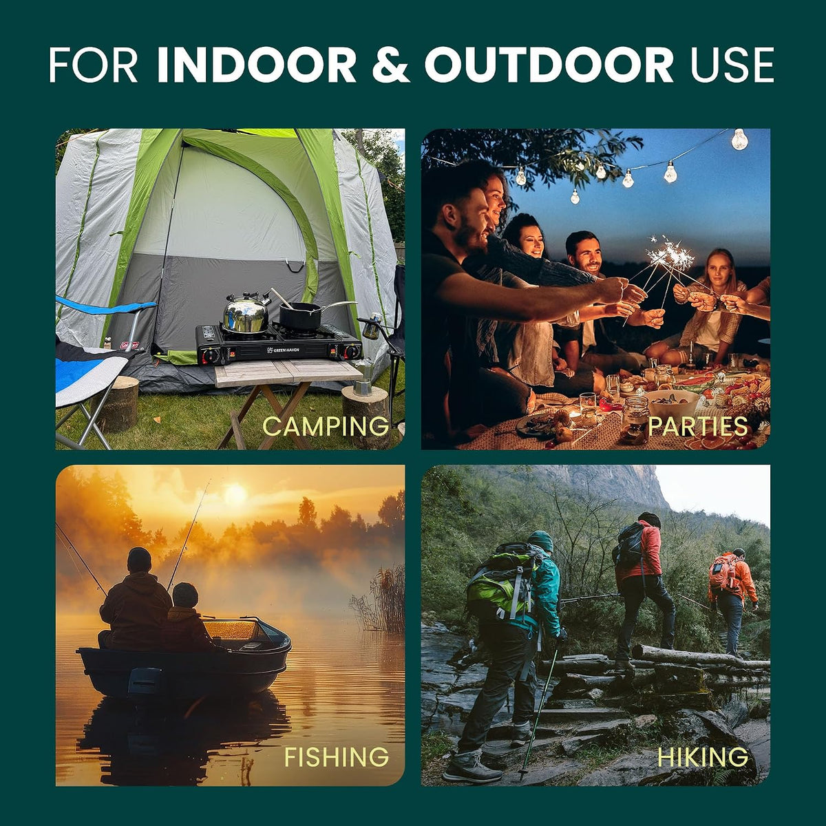Green Haven Portable Camping Stove | 4 Butane Gas, Carry Case