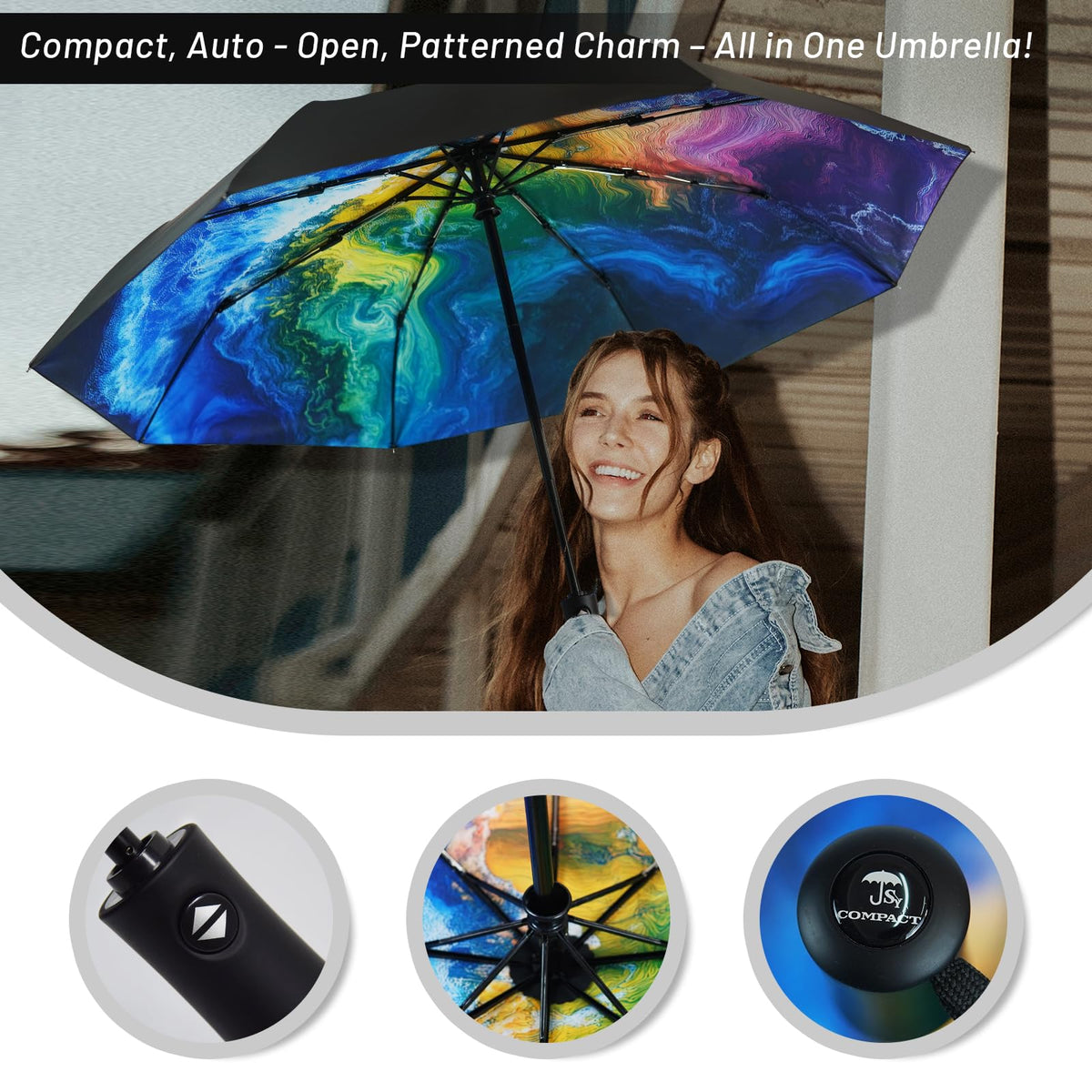 SY COMPACT Travel Umbrella Windproof Automatic Unbreakable UV Protection