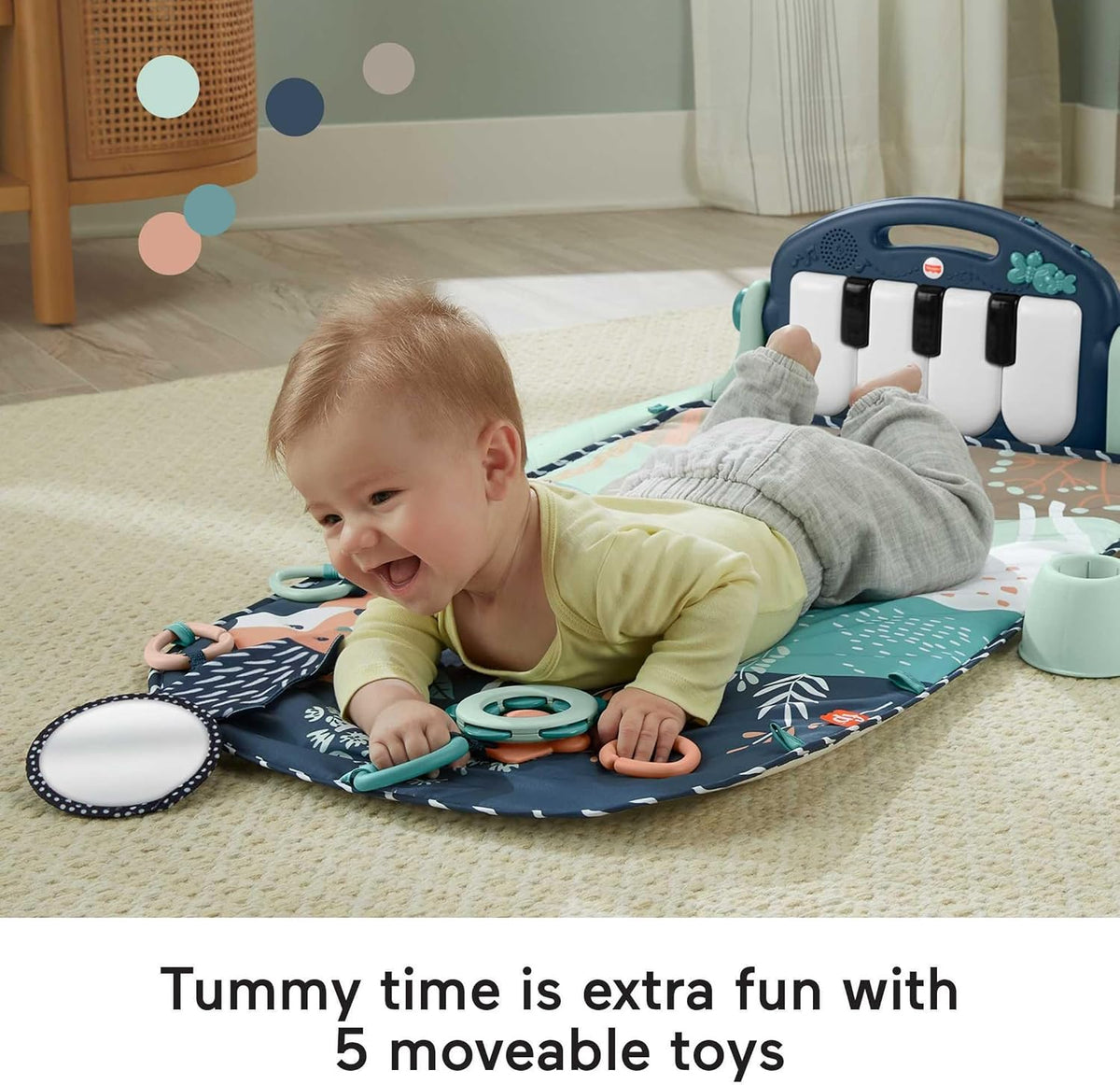 Fisher-Price Kick & Play Piano Baby Gym, Navy Fawn