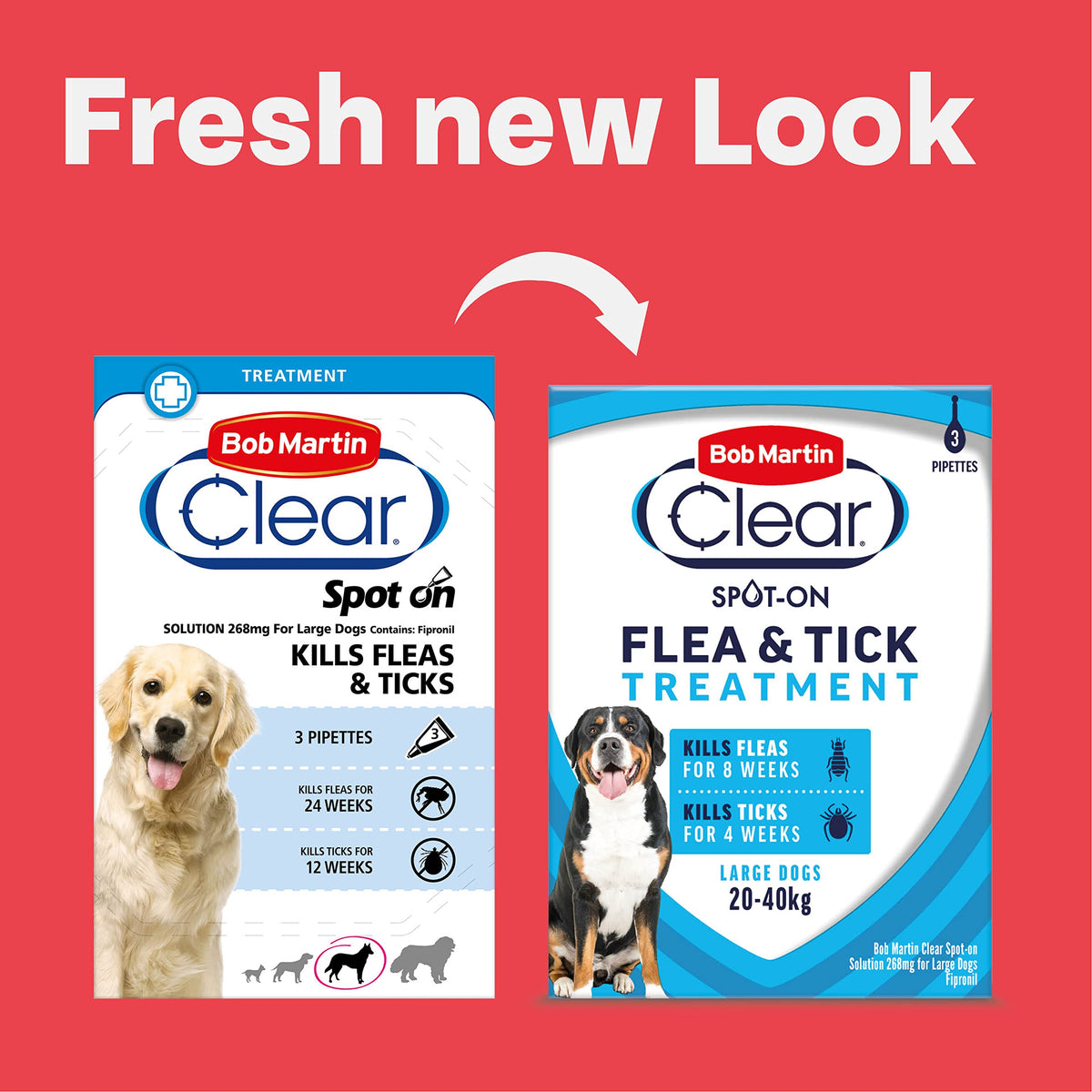 Bob Martin Clear Spot On Flea Treatment for Small Dogs (2-10kg) - Kills Fleas & Ticks (3 Pipettes)
