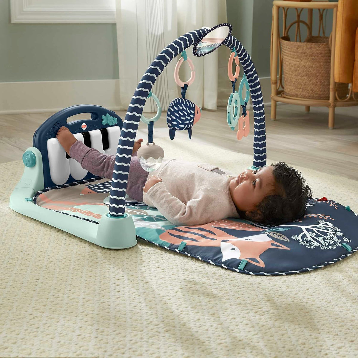 Fisher-Price Kick & Play Piano Baby Gym, Navy Fawn