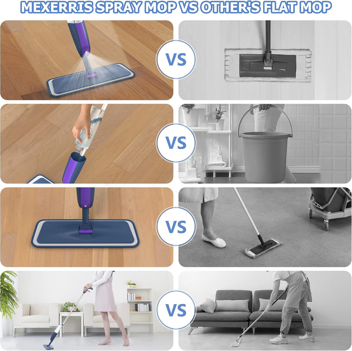 Microfibre Floor Mop with 4 Washable Pads: Spray Mops for Cleaning Floors
