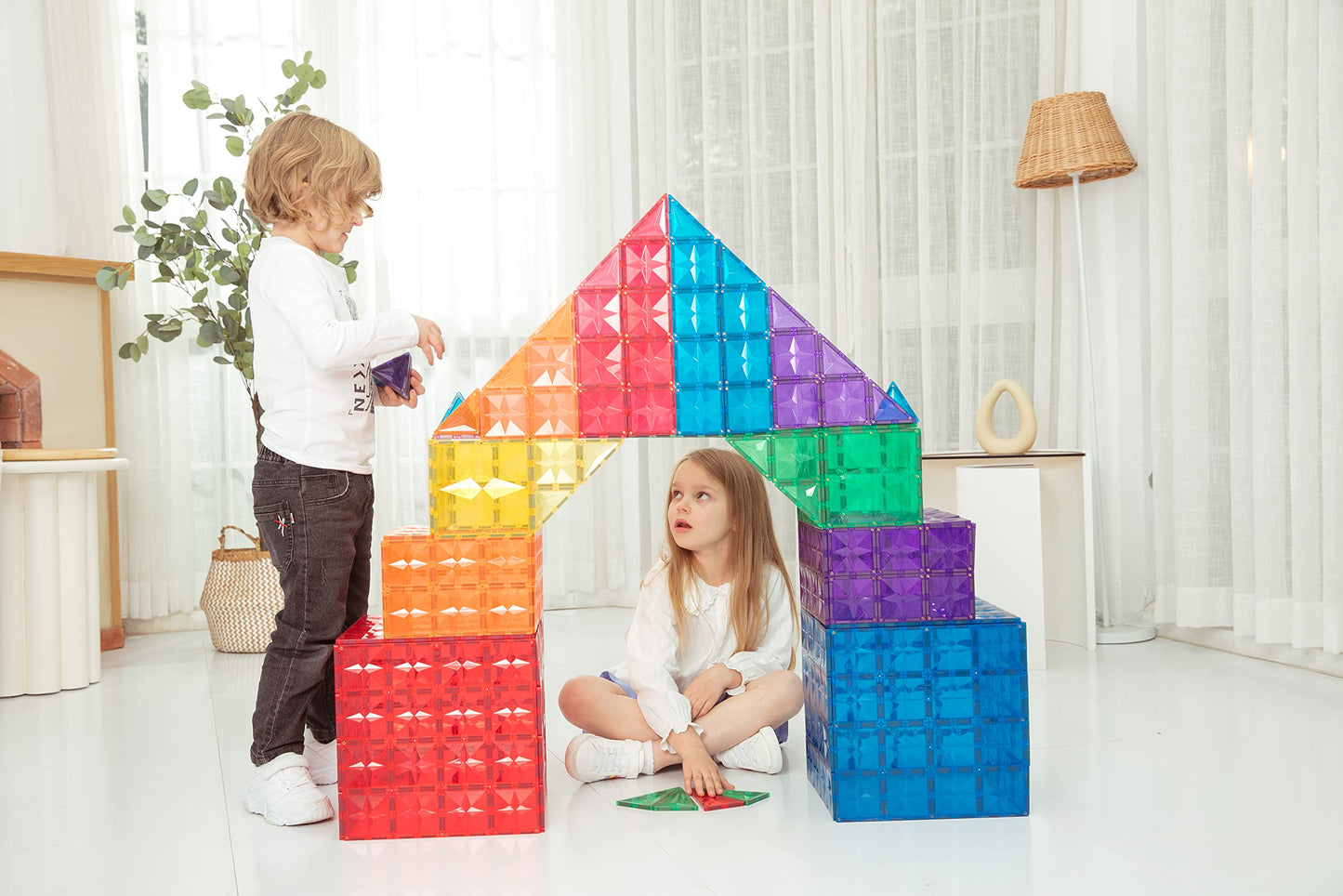 MEGAGONTILES 110PCS Premium Magnetic Tiles Set | STEM-Authenticated Magnetic Building Blocks | Educational Construction Toy for Kids Ages 3–8 (Boys & Girls)