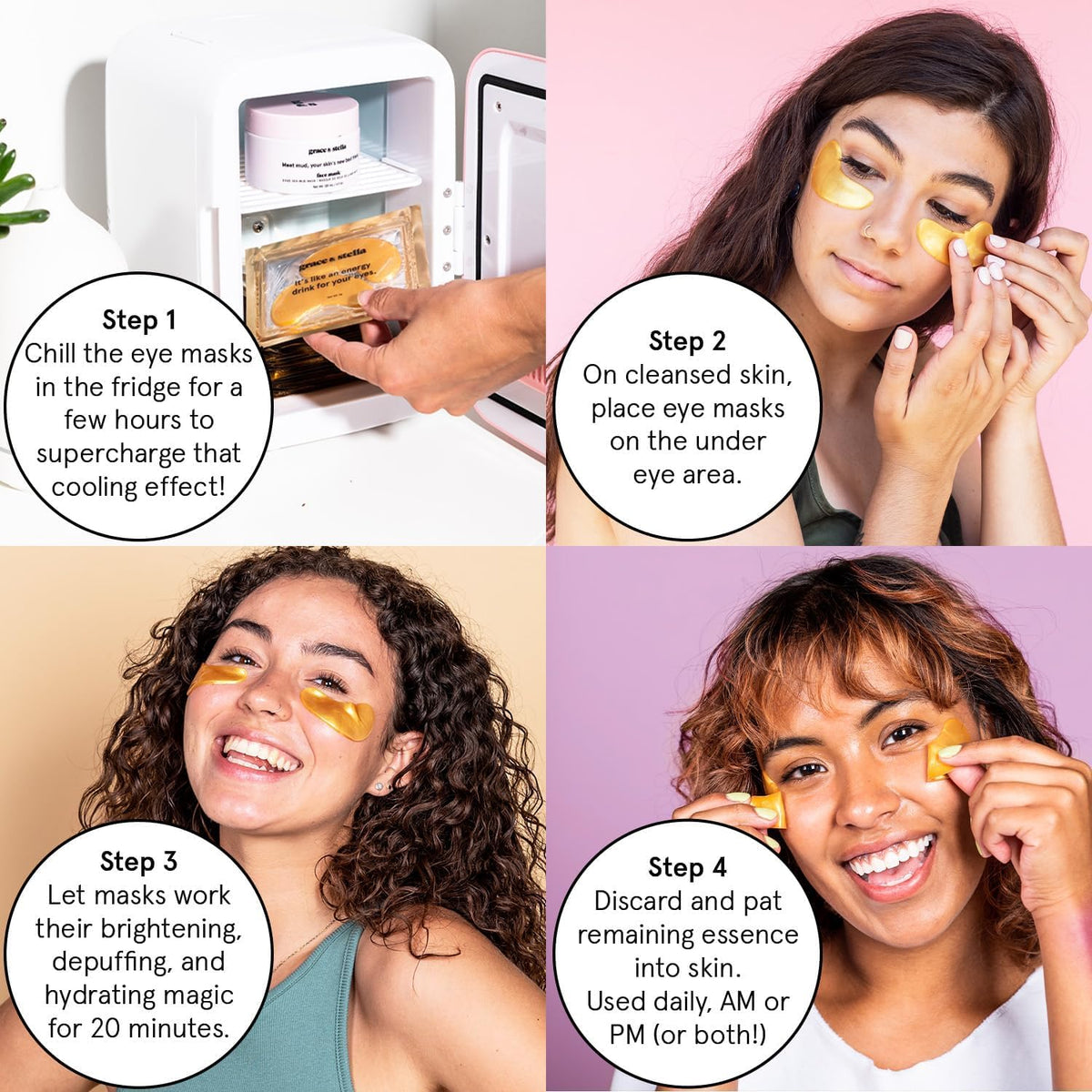 grace & stella Award Winning Under Eye Patches for Dark Circles - Illuminating Under Eye Masks for Puffy Eyes - Undereye Gel Patches with Niacinamide - Vegan - Gifts for Sisters (6 Pairs, Blue)