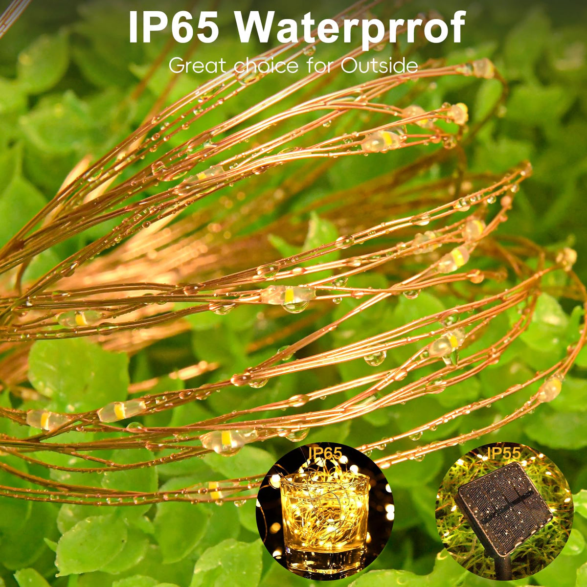Gcstnn Garden Solar Lights Outdoor, 5M 50 LED Solar Fairy Lights, Copper Wire 8 Modes Waterproof String Lights for Yard, Christmas Tree, Bedroom, Gate, Indoor/Outside Decorations(Orange)