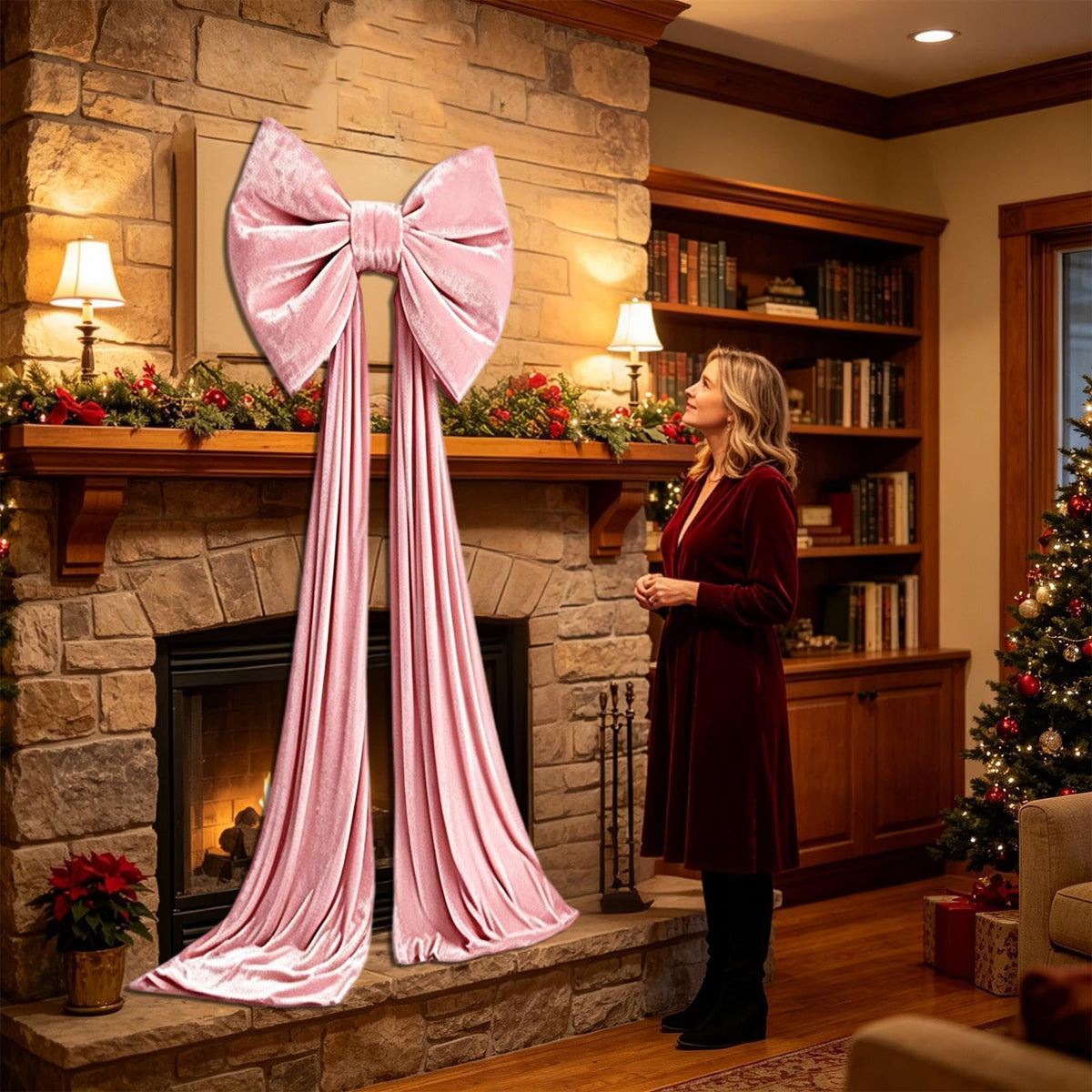 Large Christmas Tree Topper Bow, 200CM Giant Velvet Christmas Tree Bows