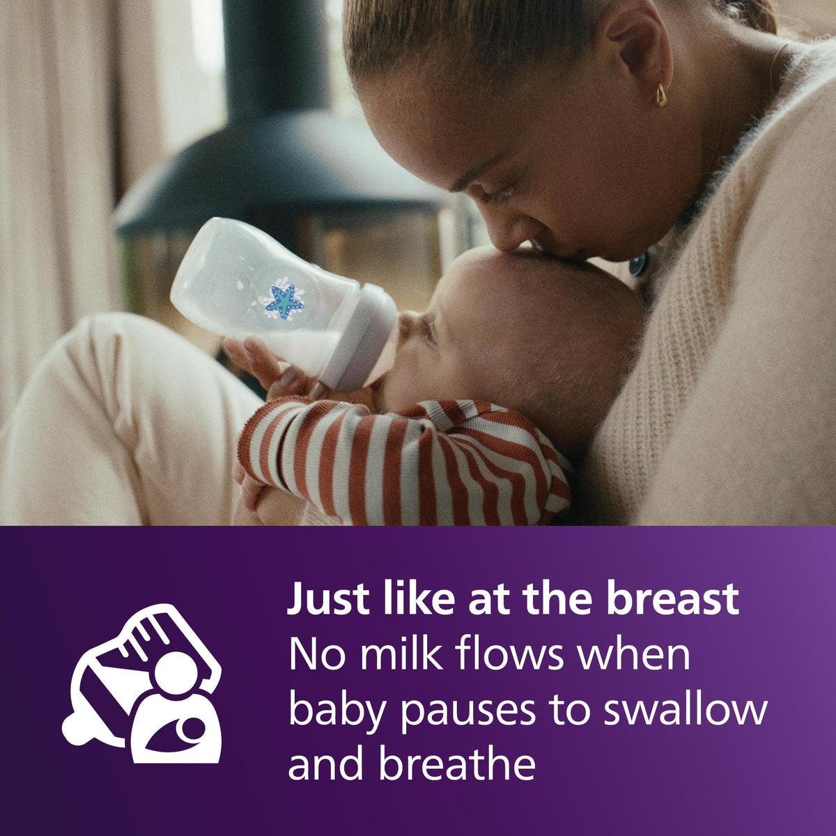Philips Avent Natural Response Baby Bottle - 125ml Baby Milk Bottle for Newborns and Up, BPA Free, 0+ Months (Model SCY900/01)