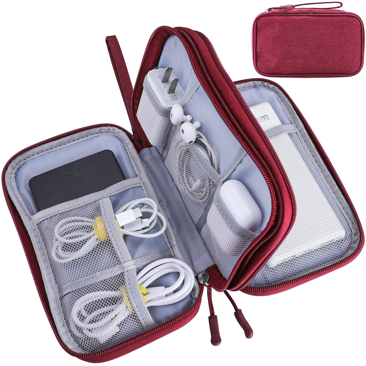 Teskyer Travel Cable Organiser Bag, Travel Essential, Dark Green