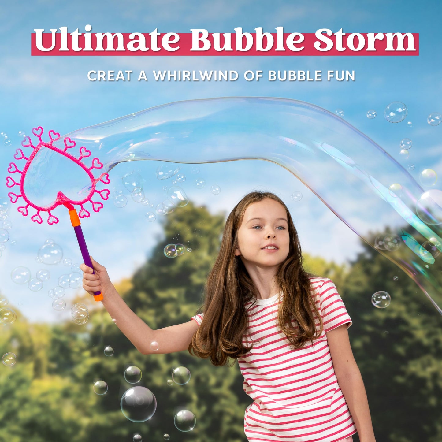 JOYIN Big Bubble Wands Set Bulk for Kids Summer Outdoor Toy Game Activity Party Favors, 18 Pcs Giant Bubble Maker with Tray, 12" Large, 6 Pcs Solution Suitable for All Age People