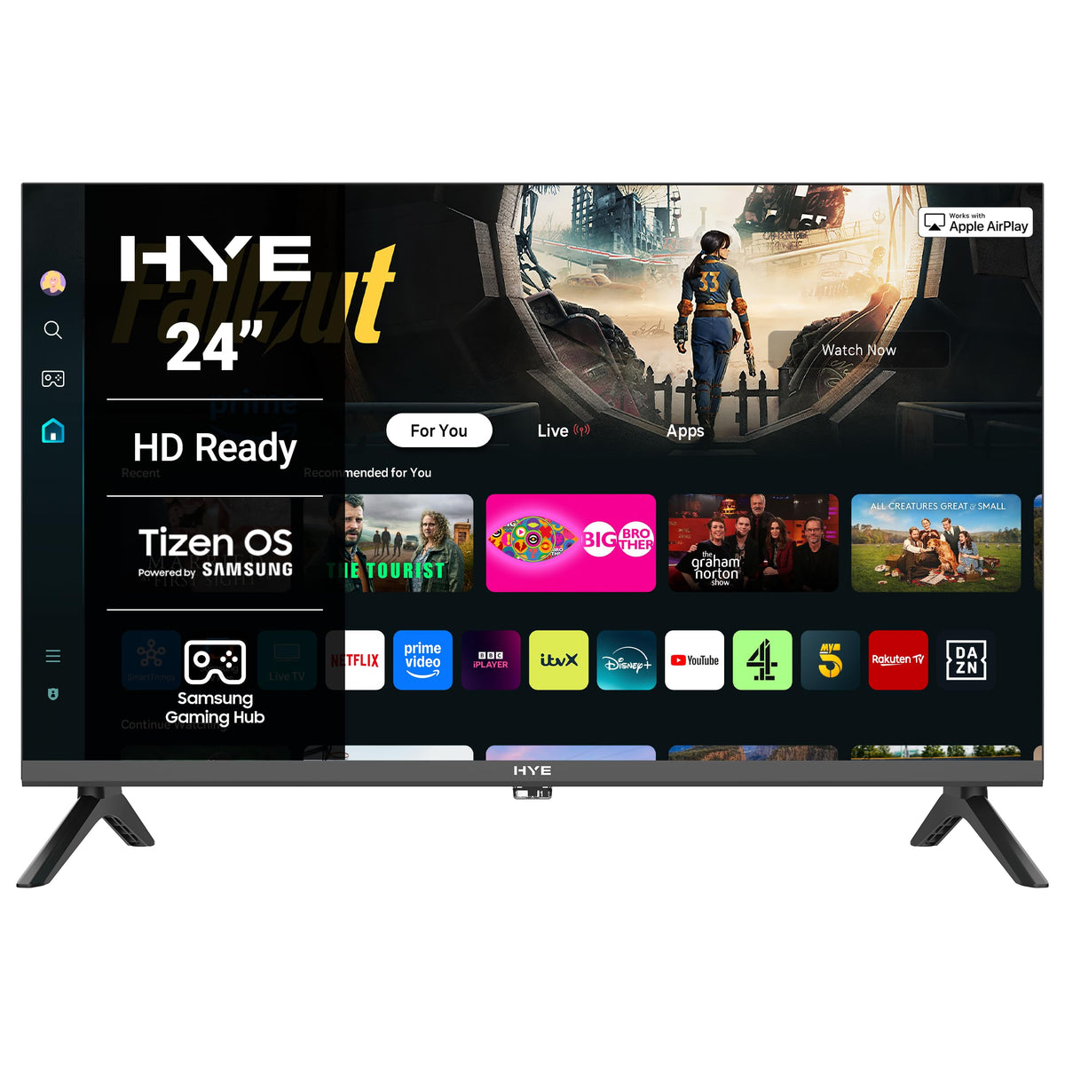 HYE 50" LED Smart TV - 4K Ultra HD, Samsung Tizen OS & Gaming Hub, Black