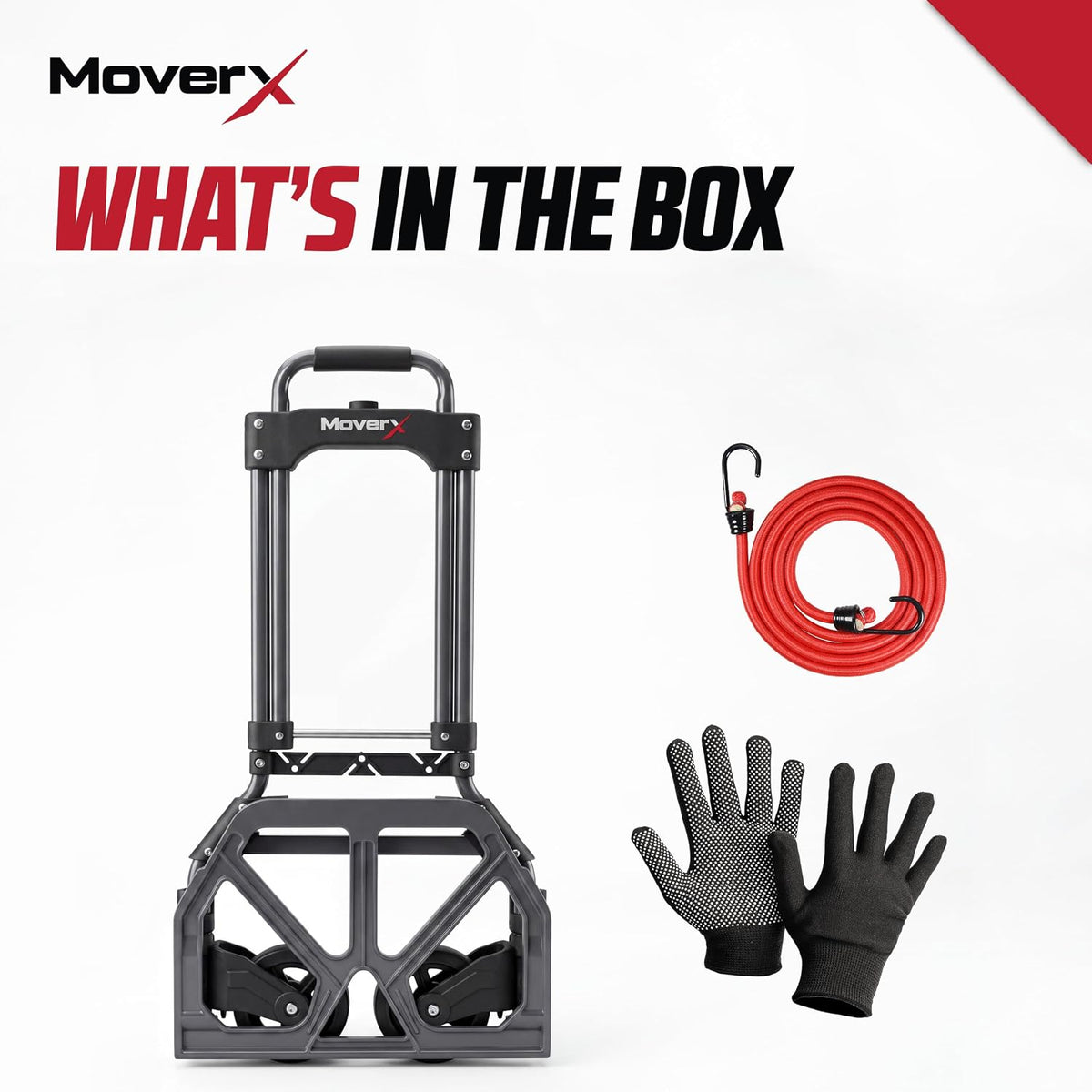 MoverX Folding Hand Truck Aluminium, Heavy Duty Hand Truck Foldable Trolley on Wheels, Multi Purpose Sack Truck Moving Trolley, 80kg