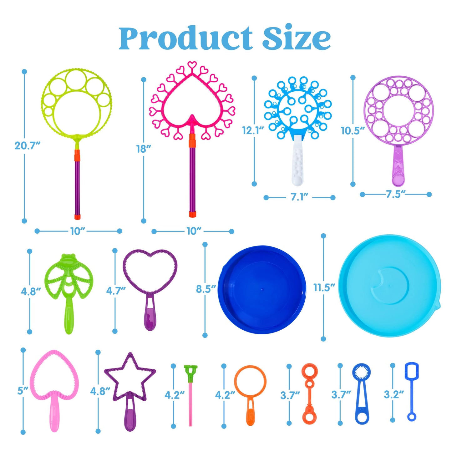 JOYIN Big Bubble Wands Set Bulk for Kids Summer Outdoor Toy Game Activity Party Favors, 18 Pcs Giant Bubble Maker with Tray, 12" Large, 6 Pcs Solution Suitable for All Age People