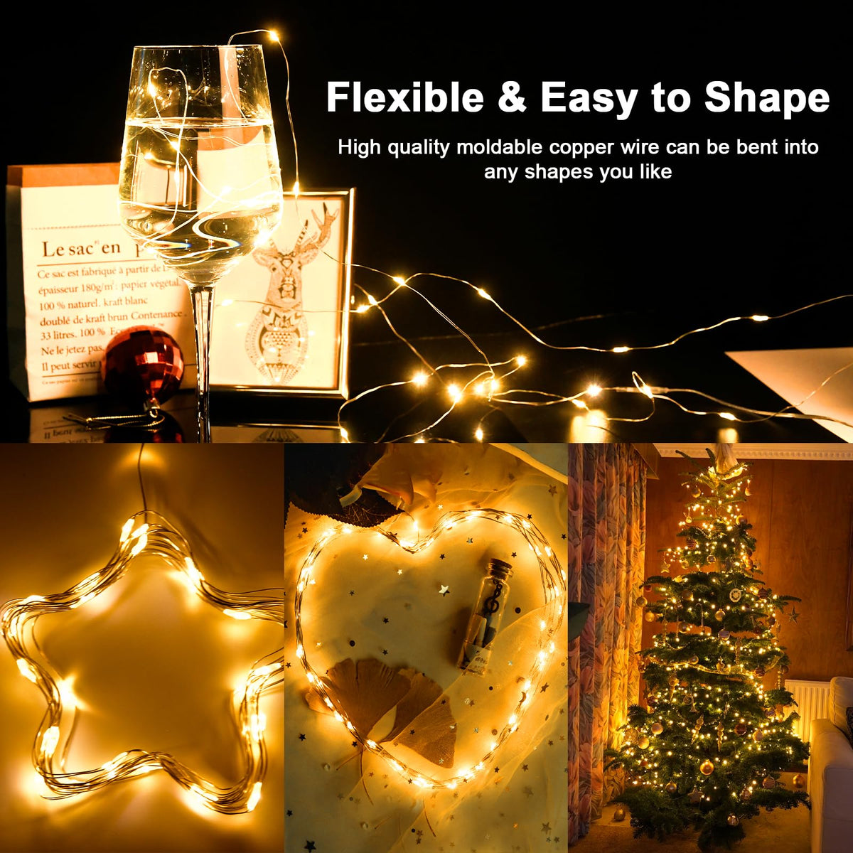 Gcstnn Garden Solar Lights Outdoor, 5M 50 LED Solar Fairy Lights, Copper Wire 8 Modes Waterproof String Lights for Yard, Christmas Tree, Bedroom, Gate, Indoor/Outside Decorations(Orange)