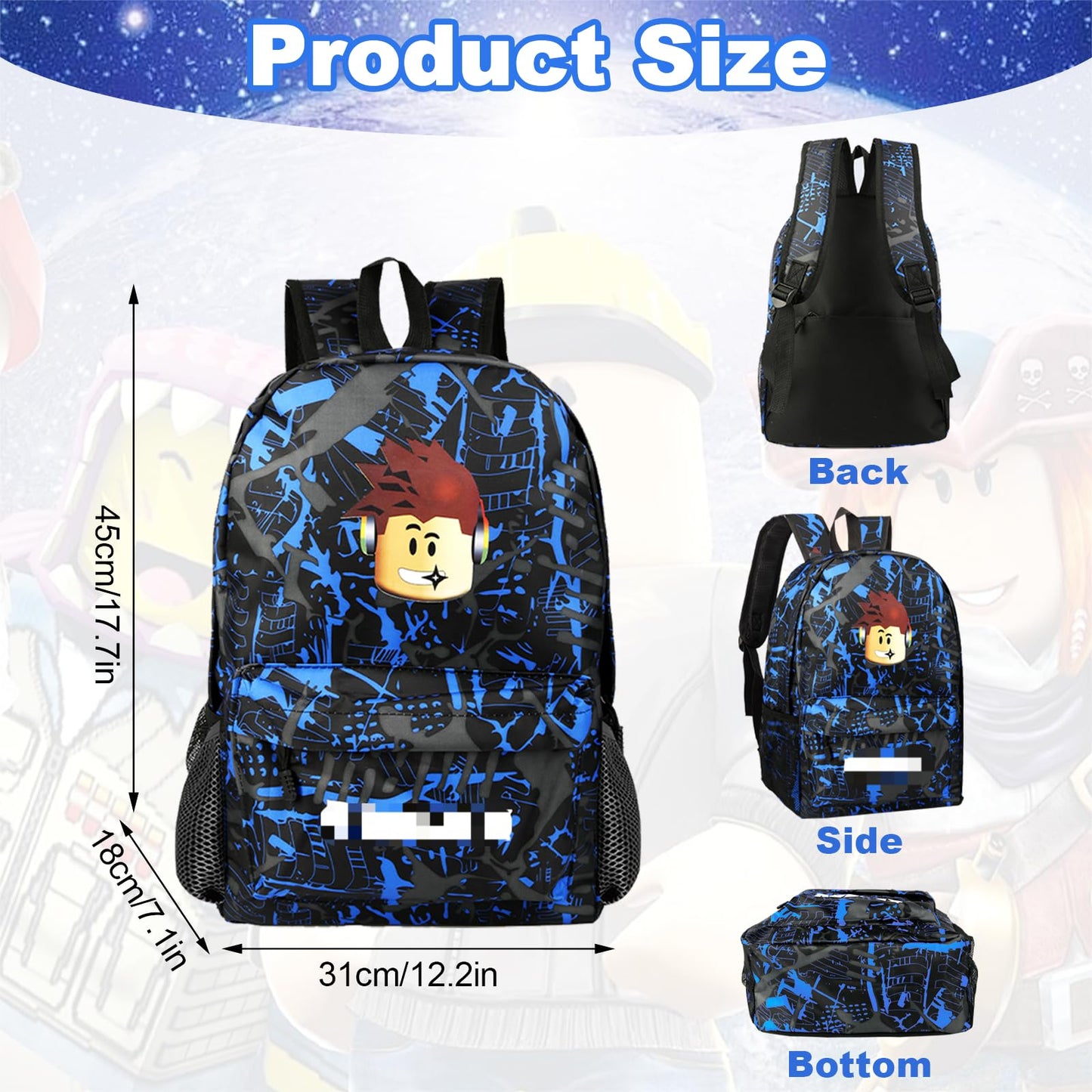 yumcute De-mn Backpack Kids, Teen Game School Bags, Children Primary Schoolbag, Children's School Backpack, 17 Inch Large Capacity Travel Rucksack Waterproof Boys Girls Book Bags for Aged 3-12 Years