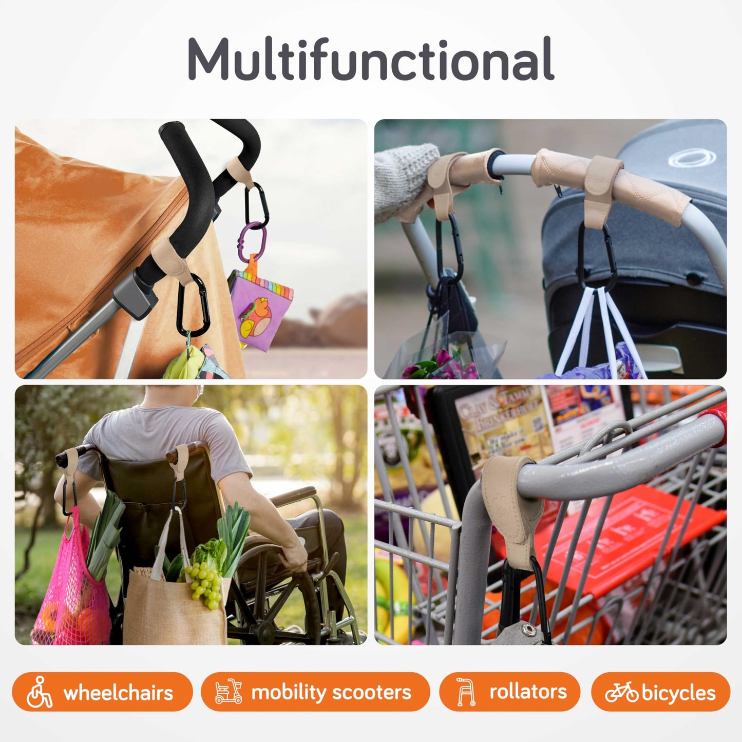 Baby Uma Buggy Clips - 2022 Double-Platinum Winning Pram Clips, Universal Pram Accessories, 5 kg Weight Capacity & Non-Slip, Baby Travel Essentials