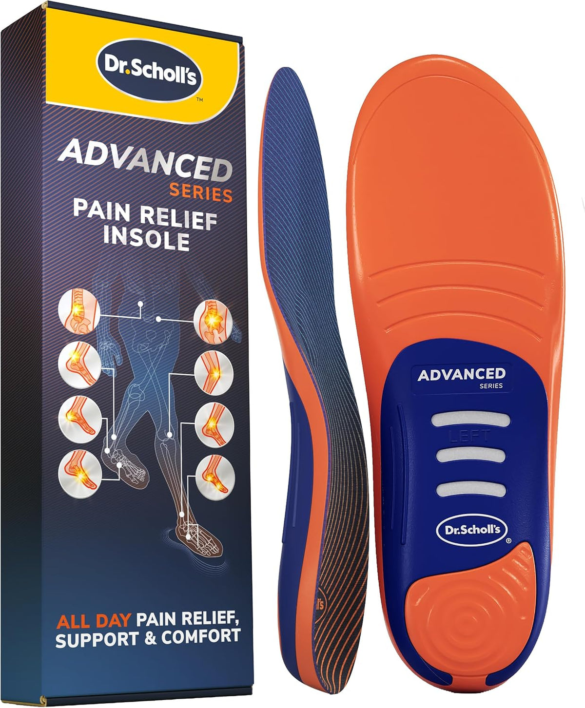 Dr. Scholl’s Advanced Pain Relief Insoles for Men & Women, Heavy Duty Orthotics Inserts for Work Shoes & Boots, Plantar Fasciitis & Arch Support, Shock-Absorbing, Supports up to 150kg, G UK 9.5-10