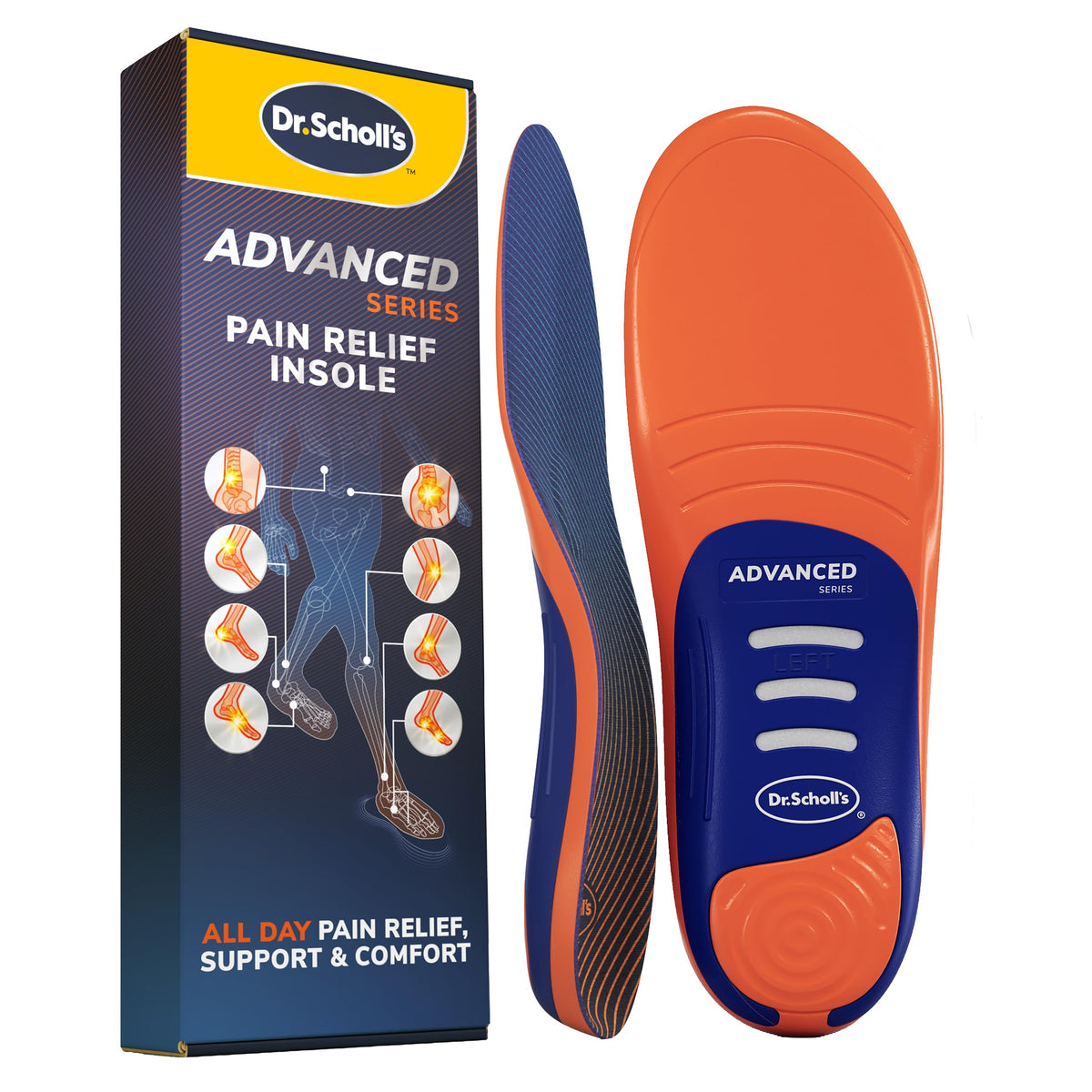 Dr. Scholl’s Advanced Pain Relief Insoles for Men & Women, Heavy Duty Orthotics Inserts for Work Shoes & Boots, Plantar Fasciitis & Arch Support, Shock-Absorbing, Supports up to 150kg, G UK 9.5-10