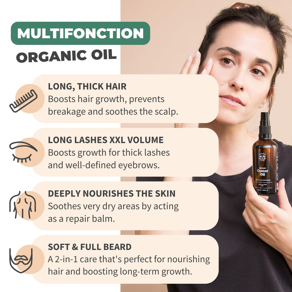 BIONOBLE Organic Rosemary Oil for Hair Growth - Hair Loss, Volume - 50ml