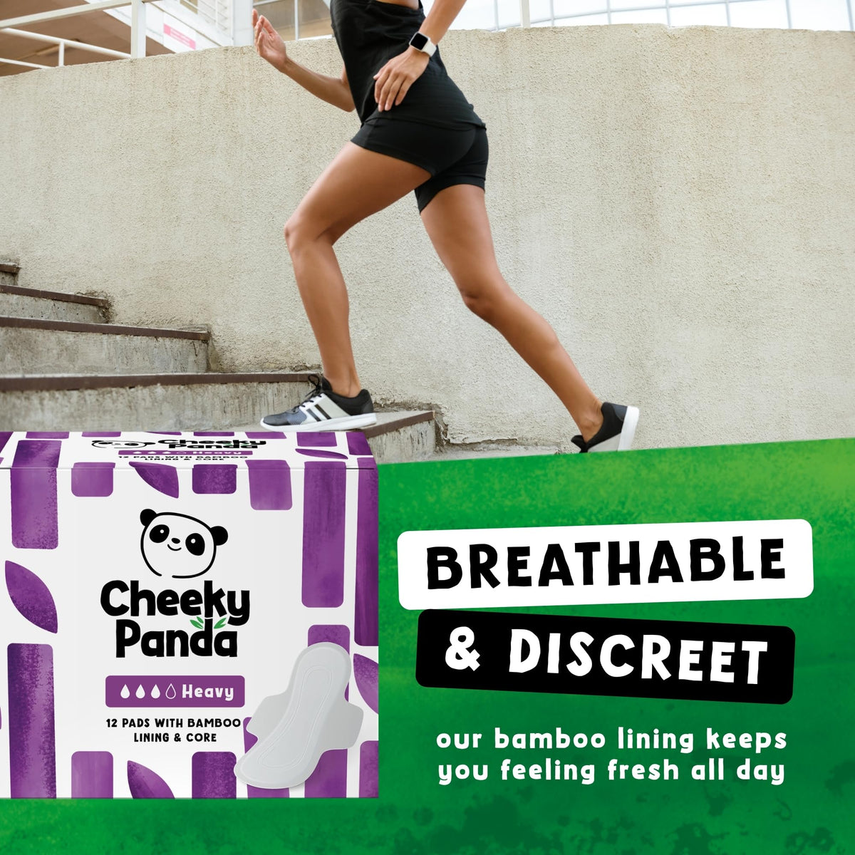 The Cheeky Panda Organic Sanitary Towels for Women – Heavy Flow – 12 Organic Pads Per Pack - with Bamboo Pads and Core