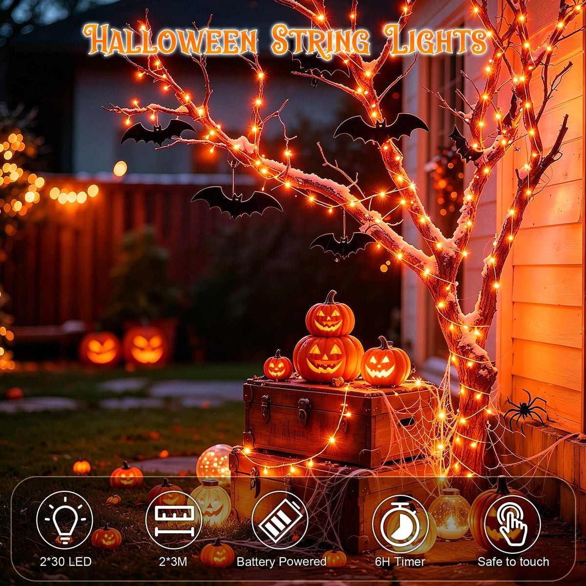 Dalugo Battery Fairy Lights, 3M 30 LED Warm White String Lights with 6h Timer, IP65 Waterproof Battery Powered Fairy Lights for Indoor Outdoor Christmas Decorations