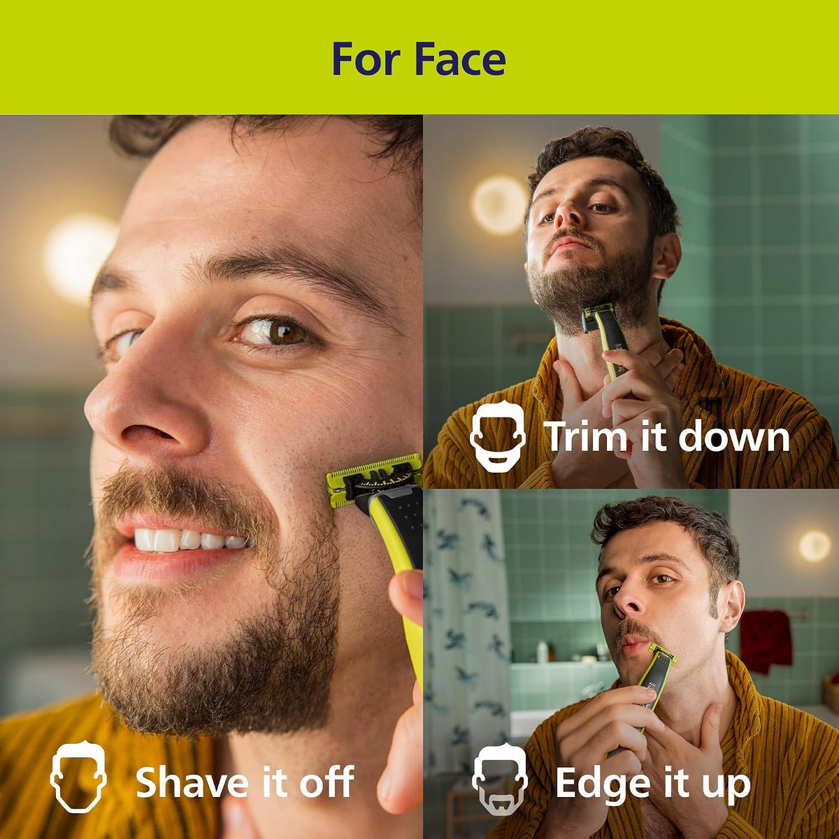Philips OneBlade Hybrid 360 Blade Technology Electric Shaver for Face & Body, Beard Trimmer/Groomer with 3 x 360 Blade, 3 x Stubble Comb (1,3,5mm) & 1x Body Kit, Model QP2824/31