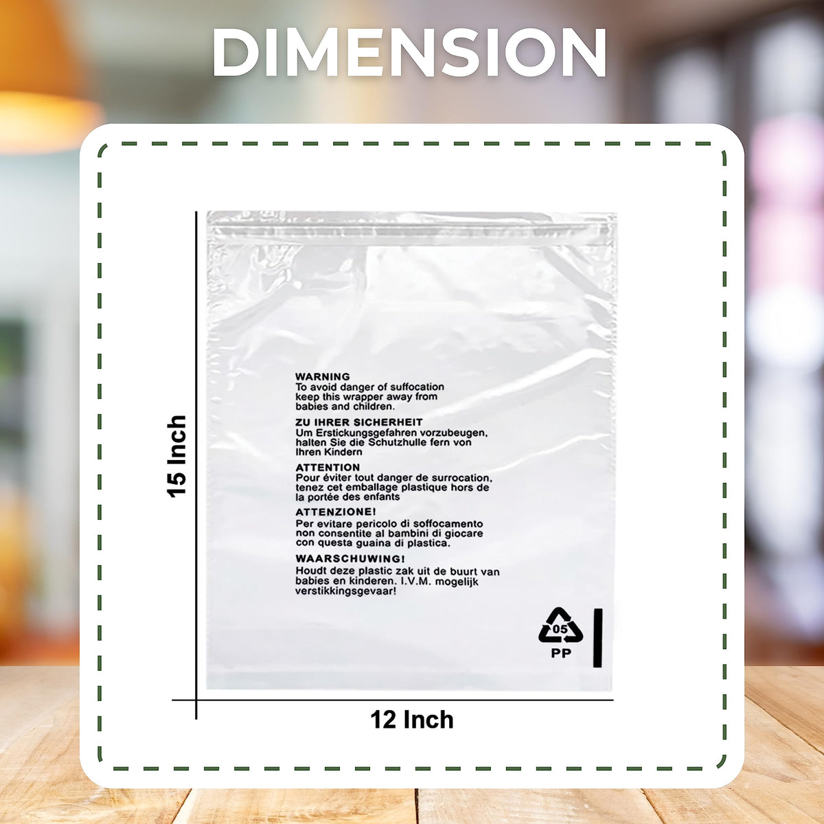 JeeJaan® 100 Pcs of Shirt Packaging Bags 12 x 16 in Clear Garment Bag 305 x 405 mm Polypropylene Bags
