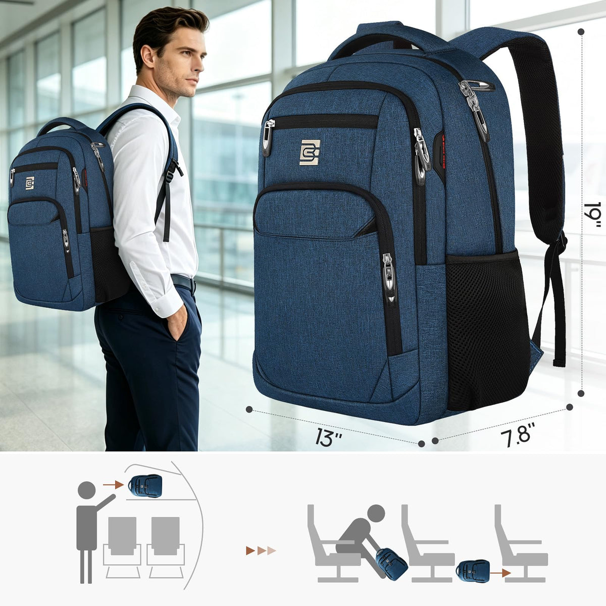 KASIBON Laptop Backpack for Men, Anti-Theft Travel Backpack Business
